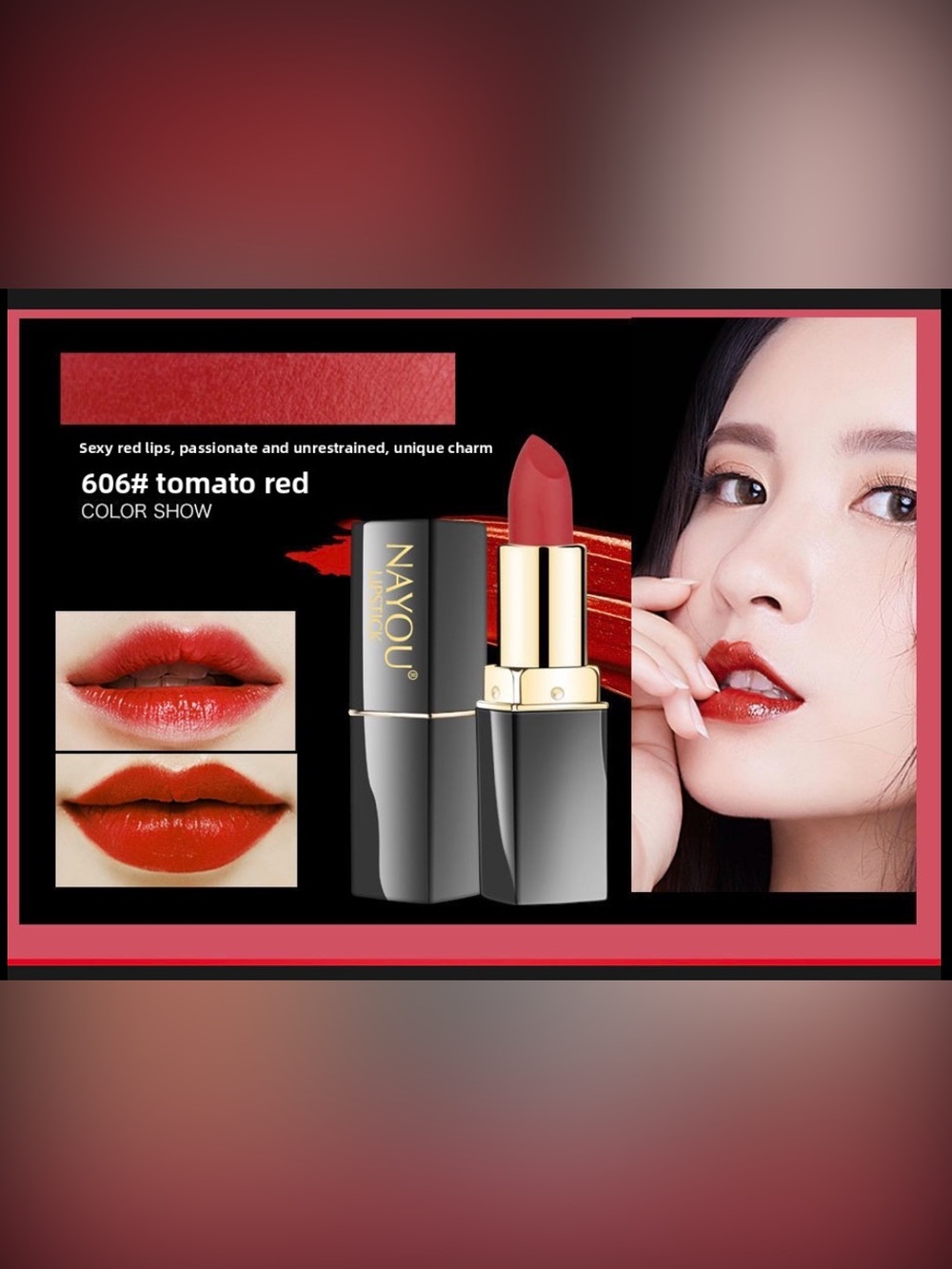 BNIB NAYOU #606 TOMATO RED MATTE LIPSTICK